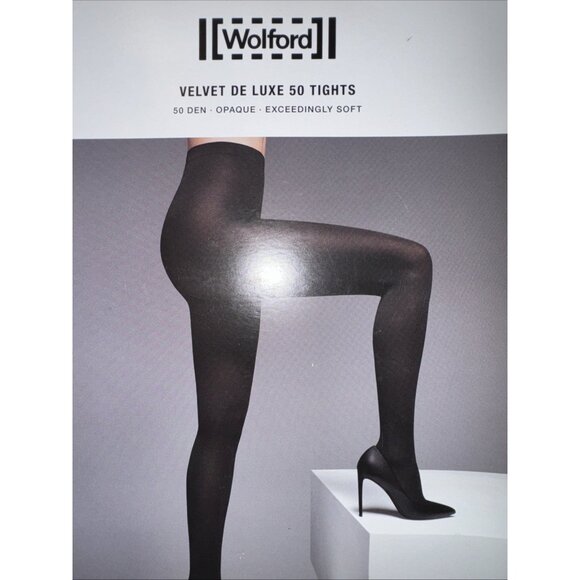 Wolford Velvet De Luxe 50 Tights Color: Anthracite Size: Large 10687 - Picture 1 of 3